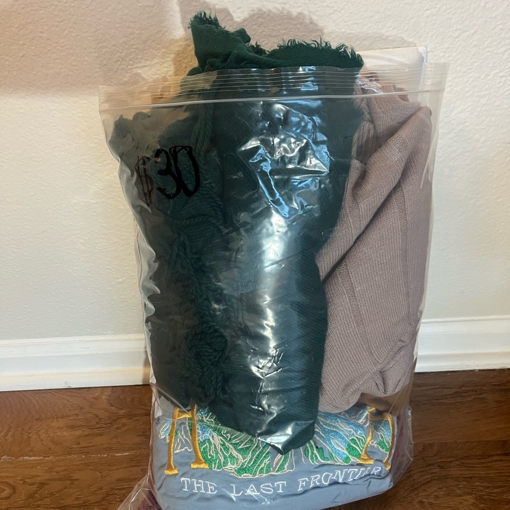 $30 XL/1X Sweater, Coat, T-shirt, Scarf, and Blouse